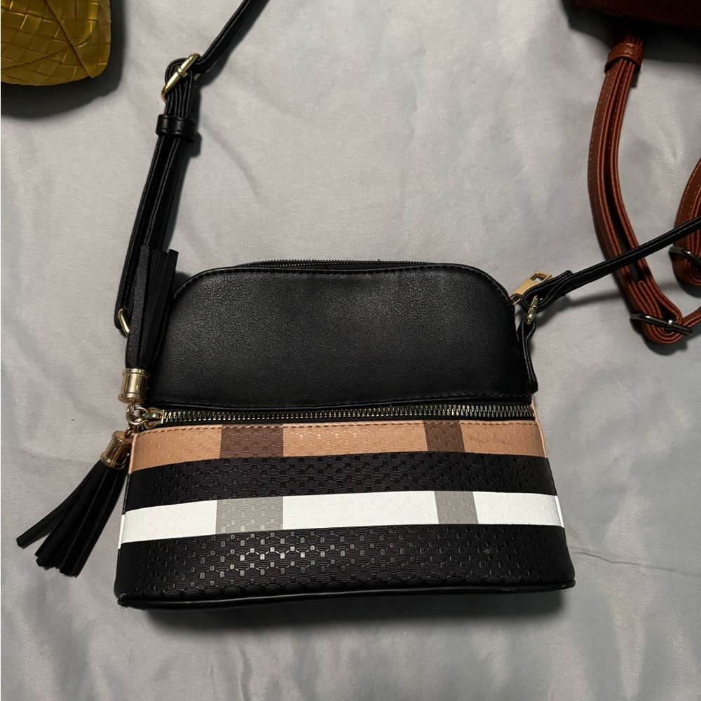 Stylish Black and Tan Crossbody Bag